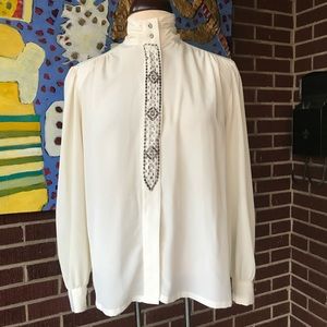Koret Vintage Ivory Mock Turtleneck Blouse